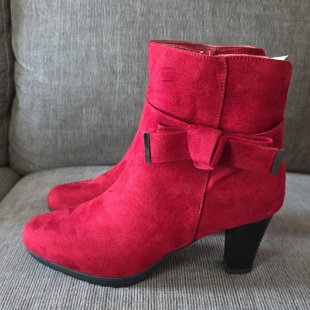 Elegant Women's Dark Red Suede Ankle Boots By Mysoft, Size 9, NWT, 3 Inch Heel - Picture 4 of 15